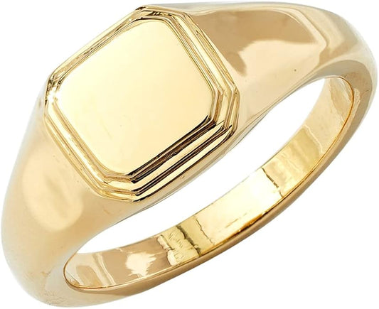 Amazon Essentials 14K Plated Sterling Silver Round Signet Ring