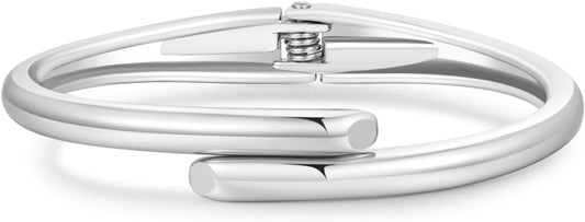 jokcde Chunky Gold/Silver Gold Cuff Bangle Bracelets for Women Trendy Hinged Cuff Open Wide Chunky Gold Bracelet Minimalist Bangle Jewelry Gift