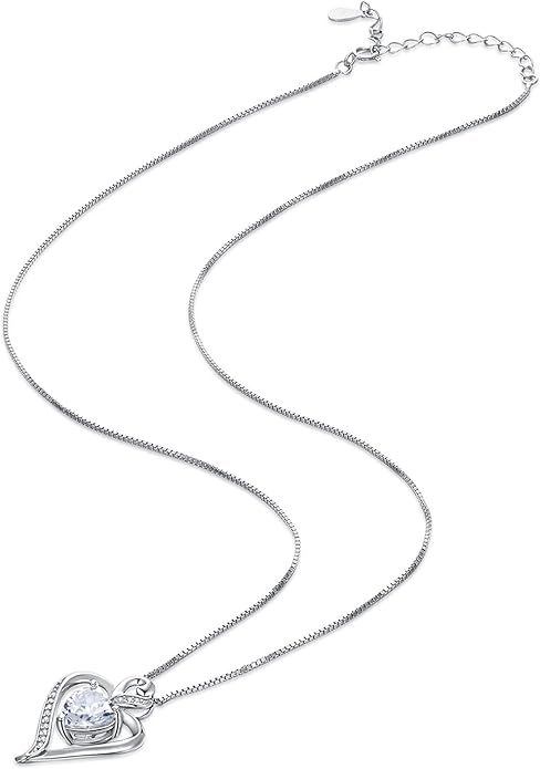 Heart Necklaces for Women 925 Sterling Silver Pendant Necklace Rose Gold Plated White Gold/14K Gold Plated Love Necklace for Her Girlfriend Wife Valentines Day Birthday Women Jewelry 18"+2"