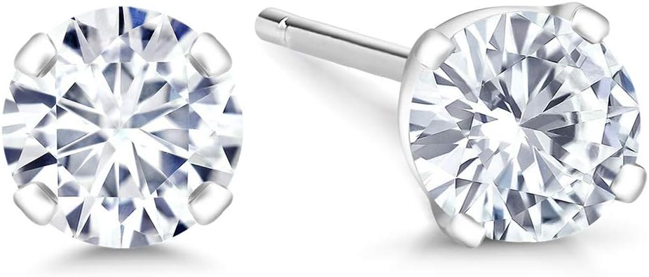 Gem Stone King 0.20 to 6 Cttw 14K Gold Lab Grown Diamond Stud Earrings | Gold Earrings For Women Men | E-F Color | VS1-VS2 Clarity
