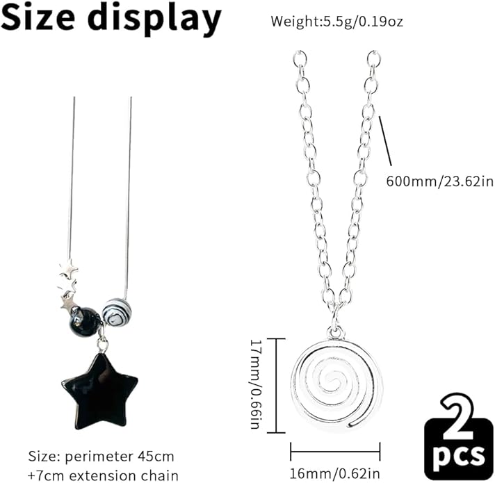 2 Pcs Y2k Accessories Y2k Necklace for Women Star Necklaces Grunge Necklace Grunge Accessories Grunge Jewelry for Women Men