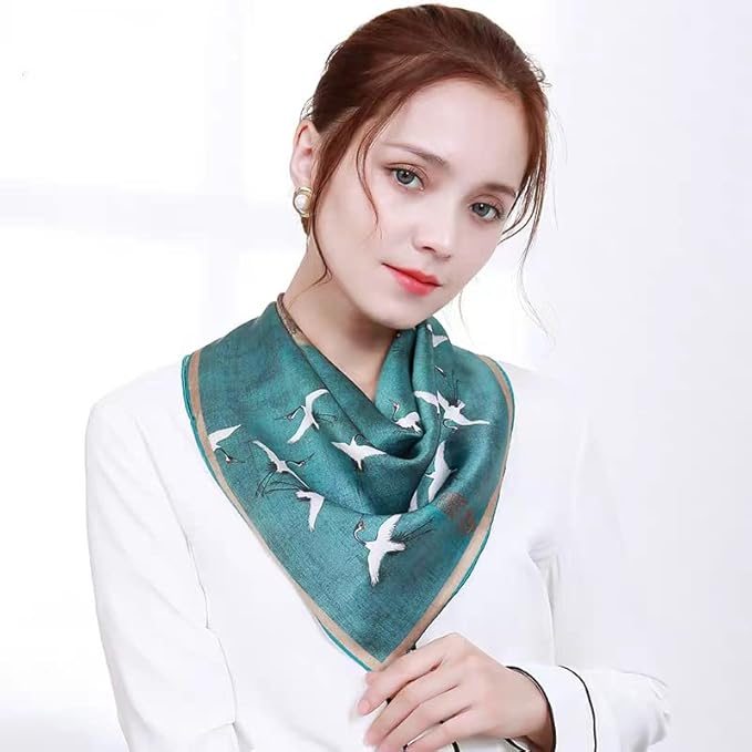 ANDANTINO 100% Mulberry Silk Scarf -21” Lightweight Square Neckerchief – Breathable Digital Printed Scarves with Gift Packed