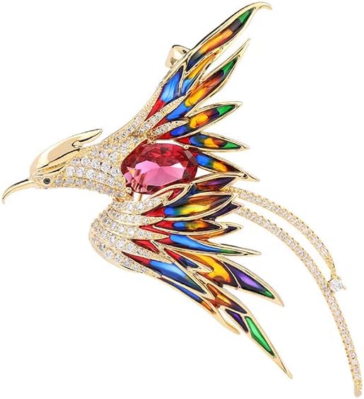 Exquisite 14K Gold Phoenix Brooch for Women, Inlaid with Moissanite and Premium Gemstones, Ideal Luxury Gift for Holidays and Special Occasions
