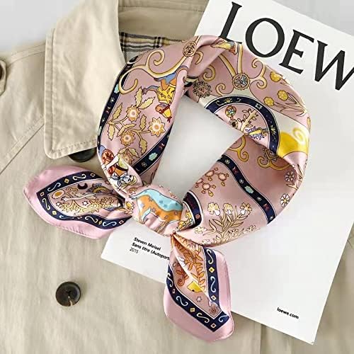 ANDANTINO 100% Mulberry Silk Square Scarf for Hair-25.6" X25.6'' Women Men Natural Silk Neckerchief Digital Printed Headscarf