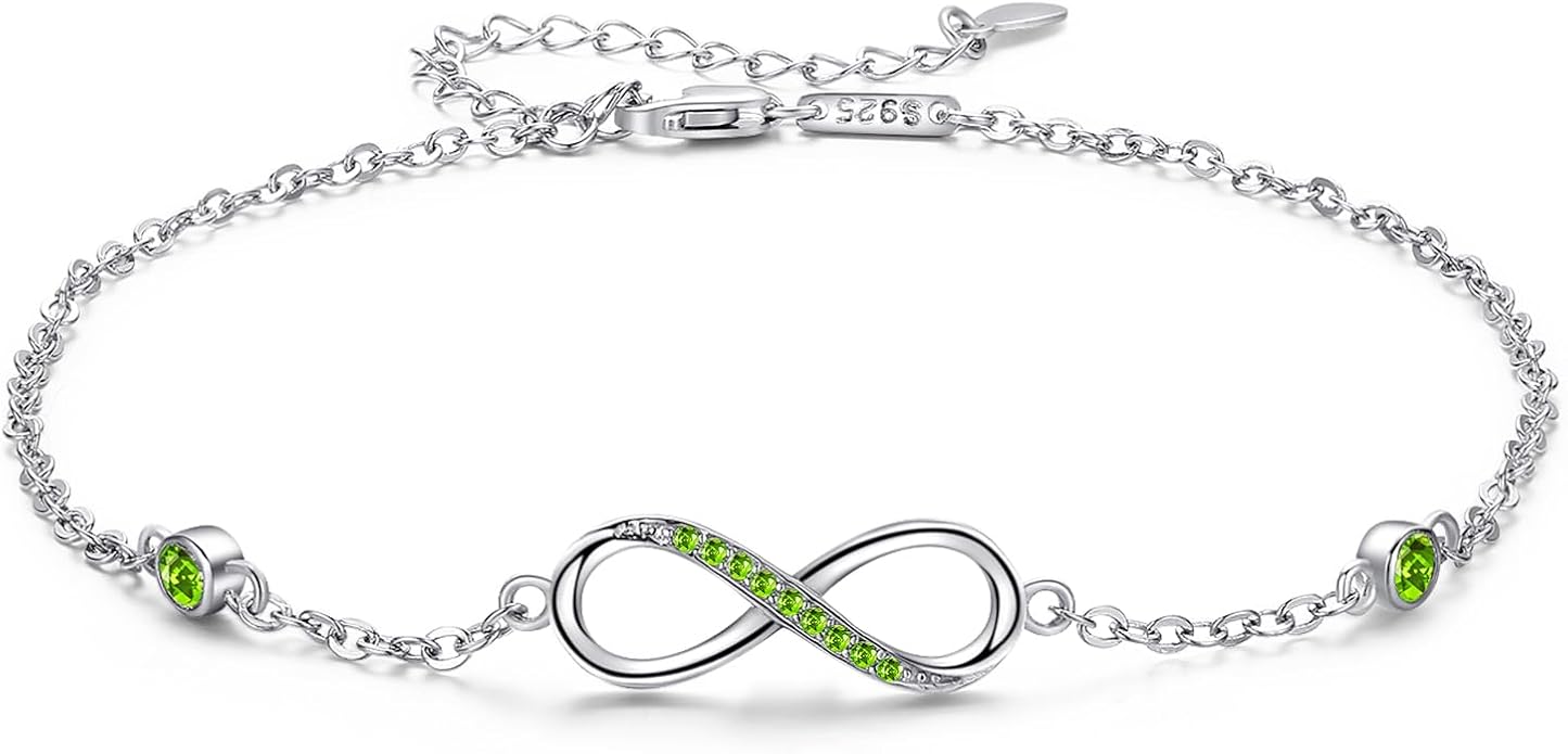 MEDWISE Womens Infinity Anklet Bracelet 925 Sterling Silver Endless Love Symbol Ankle Bracelet Adjustable Plus Size Large Bracelet Gifts for her Mother’s Day Gifts