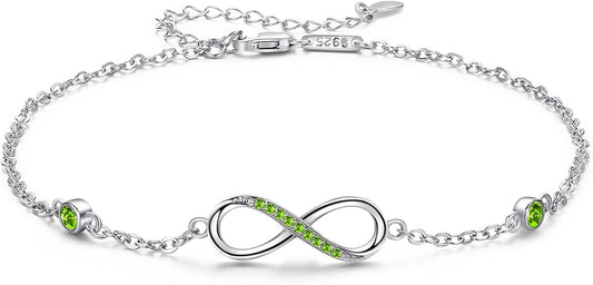 MEDWISE Womens Infinity Anklet Bracelet 925 Sterling Silver Endless Love Symbol Ankle Bracelet Adjustable Plus Size Large Bracelet Gifts for her Mother’s Day Gifts