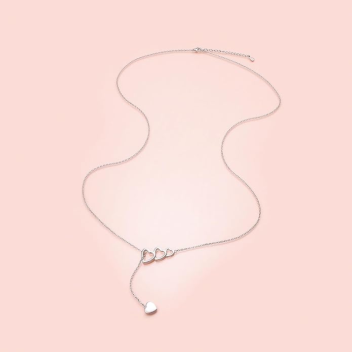 Long Necklace Sterling Silver Larait Bar Y Lariat Long Chain Drop Adjustable Necklace Gift for Her, 30"