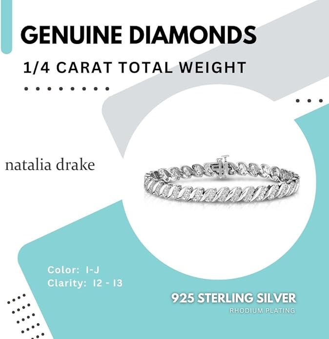 NATALIA DRAKE 1/4 Cttw Wave Link Diamond Tennis Bracelet for Women in 925 Sterling Silver Color I-J/Clarity I2-I3