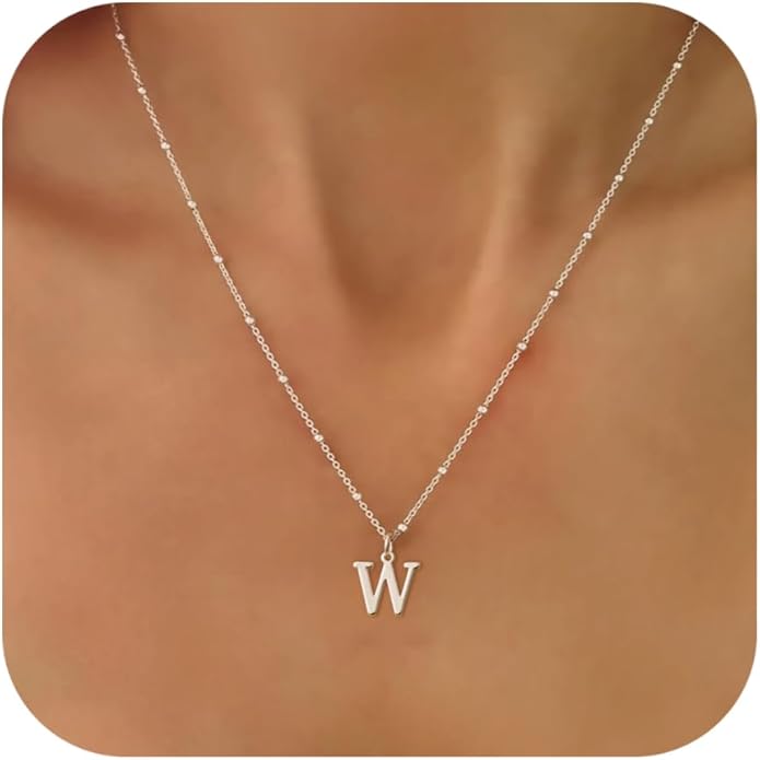 Initial Necklaces for Women Dainty Gold Letter Pendant Necklace 14k Gold Plated A-Z Name Necklaces Cute Charm Choker Necklace Fashion Accessories Non Tarnish Trendy Jewelry Gift