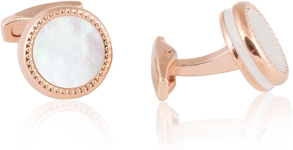 Cuff-Daddy Rose Gold Mother of Pearl Cufflinks and Studs Formal Set with Presentation Box