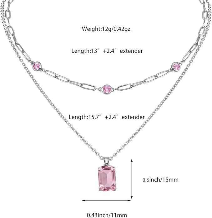 Gold Layered Pendant Necklaces for Women 14k Gold Plated Crystal Choker Necklace Paperclip Rhinestone Necklace Party Prom Jewelry