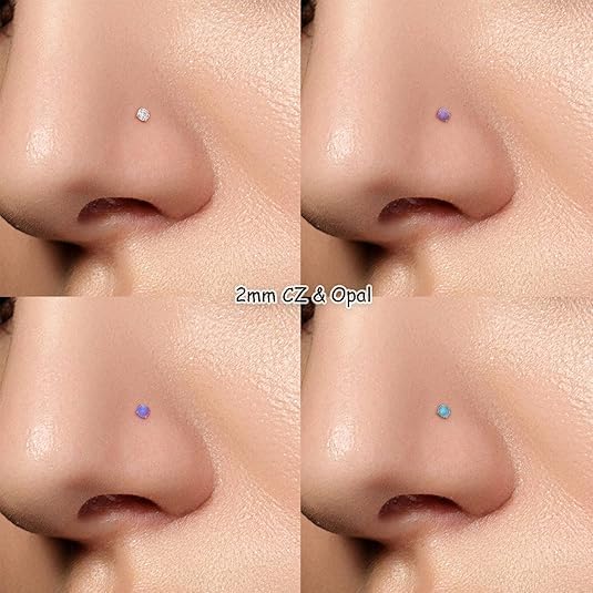 Nose Rings Studs: 8Pcs 20G Gold/Silver 316L Surgical Stainless Steel Nose Studs Hypoallergenic Corkscrew Nose Piercing Stud Jewelry for Women Men Clear Cubic Zirconia Imitation Diamond Top Size 1.5mm 2mm 2.5mm 3mm