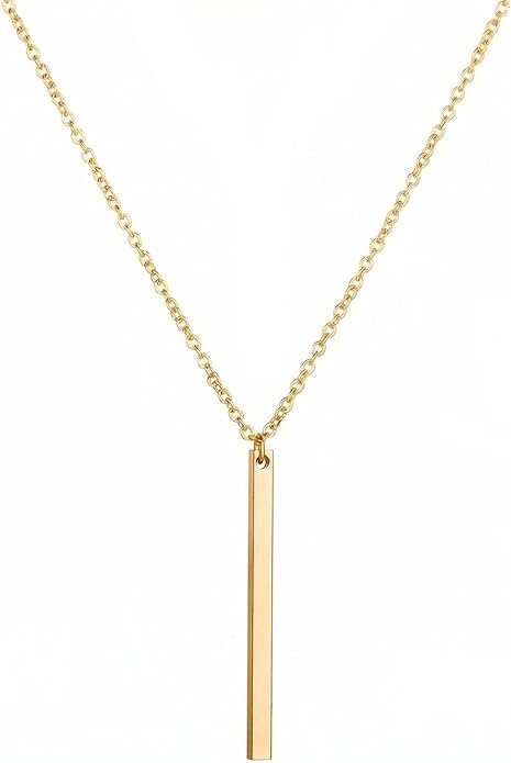 Artmiss Bar Pendant Necklace Gold Long Y-Necklace Delicate Lariat Chain Jewelry for Women