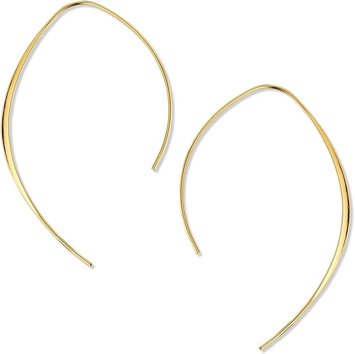 Upside Down Hoop Earrings - Hypoallergenic Lightweight Wire Needle Drop Dangle Threader Hoops for Women, Safe for Sensitive Ears - Plated in 925 Sterling Silver or 18k Gold