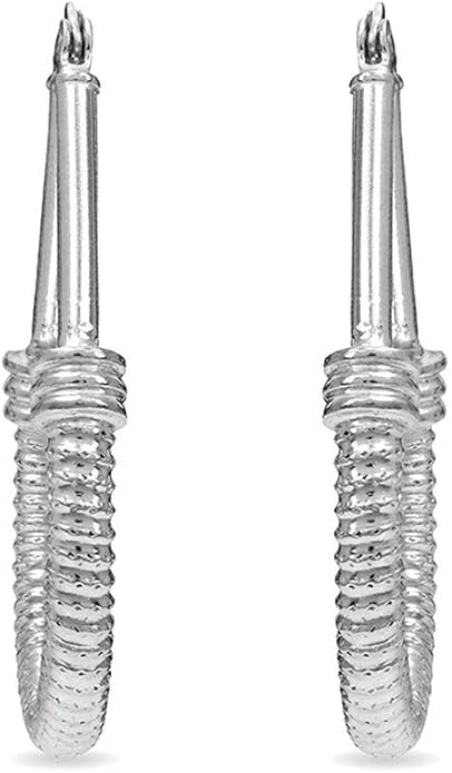 LeCalla 925 Sterling Silver Hoop Earrings | Italian Design Classic Diamond-Cut Textured Earring Hoops | Women's Drop Shape Oval Hoop Earring Jewelry for Women