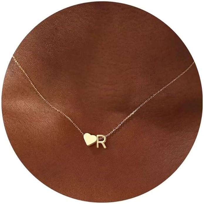 Turandoss Christmas Gifts for Grandkids - Dainty 18K Gold Plated Tiny Heart Initial A-Z Letter Pendant Necklace Stocking Stuffers for Teen Girls Jewelry