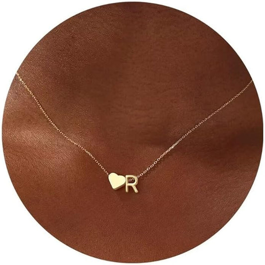 Turandoss Christmas Gifts for Grandkids - Dainty 18K Gold Plated Tiny Heart Initial A-Z Letter Pendant Necklace Stocking Stuffers for Teen Girls Jewelry
