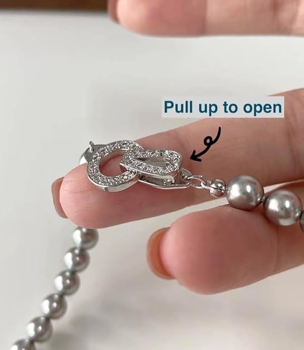 Pearl Necklace 18 inch and Pearl Earrings Studs, Lustrous Gorgeous Imitated Silver/White Pearls Jewelry Set For Women