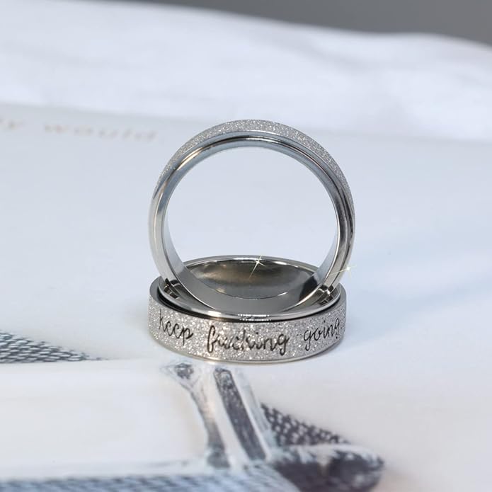 AmorArtSky Anxiety Ring for Women Men, Titanium Stainless Steel Spinner Ring, 5 Colors, 6MM, Size 6-10, 3 Styles Anxiety Ring-Moon Star, Sandblasted Finished, Hollow Outer