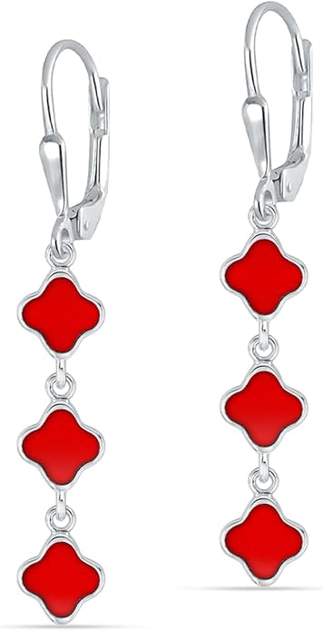 LeCalla 925 Sterling Silver Drop Earrings | Mother of Pearl Clover Earring | Mother of Pearl Stud Earring | Zirconia MOP Drop Dangle Hoop Earrings for Women