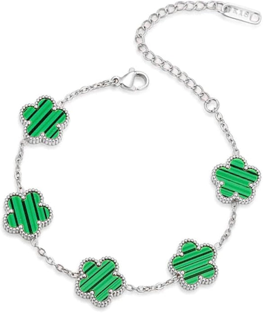 18K Gold-Plated Four Leaf Clover Bracelet for Women,Adjustable lucky Bracelet Set Jewelry Gift-Hypoallergenic Charm for Birthdays, Wellness & Daily Wear