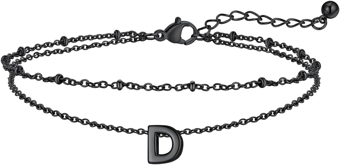 FaithHeart Initial Ankle Bracelets for Women, Waterproof 14k Gold Plated Initial Anklets Non Tarnish Stainless Steel Layered Anklet Summer Beach Foot Jewelry