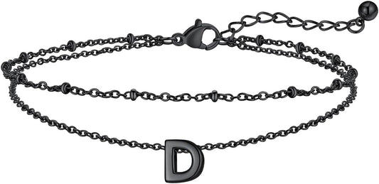 FaithHeart Initial Ankle Bracelets for Women, Waterproof 14k Gold Plated Initial Anklets Non Tarnish Stainless Steel Layered Anklet Summer Beach Foot Jewelry