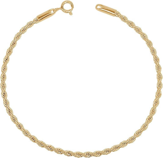 LeCalla 925 Sterling Silver Anklets for Women | Italian 1.8MM Diamond-Cut Braided Rope Chain Ankle Bracelet | Women's Ankle Bracelets Jewelry Gift for Wife, Mom – Birthday, Anniversary & Valentine’s Day