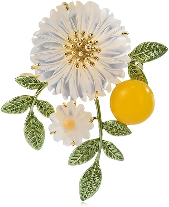 Fashion Flower Brooches for Women Rhinestone Flower Brooches Pins 18k Gold Plated Lapel Pins Jewelry for Girlfriend Wife