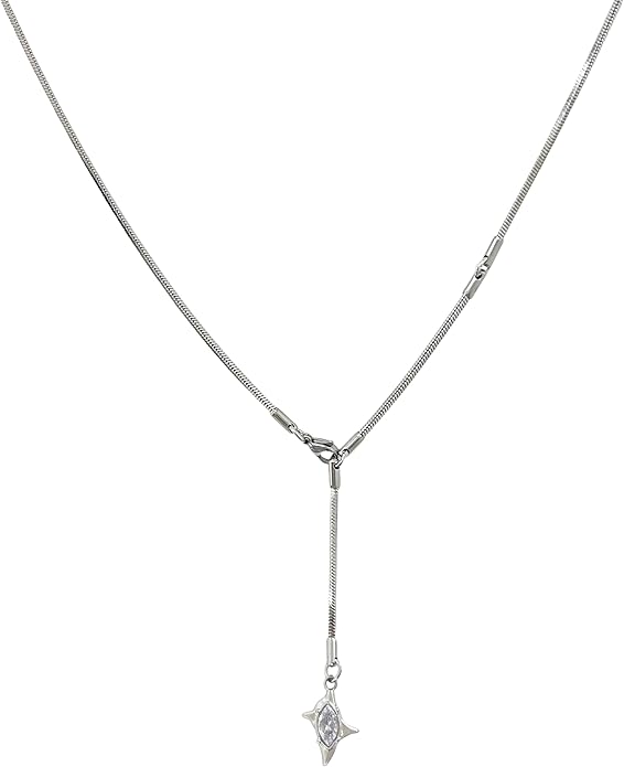 Irregular Y2k Long Y-shaped Necklace with Zircon Inlaid Sparkling Brick Tassel Pendant Double-Layer Chain High-end Fashion Accessory Women's
