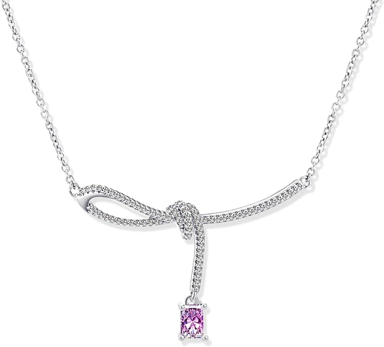 Milan Chiva Gold Pendant Necklace for Women 14K Dainty Cubic Zirconia GemStone Statement Chain Jewelry