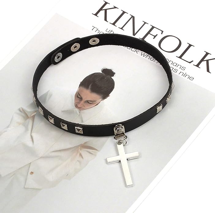 Gothic Choker Necklace Black Geometric Leather Collar Necklace Fashion Punk Jewelry for Women