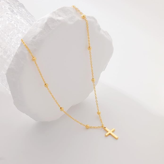 Cross Necklace for Women Dainty 14K Real Silver Gold Plated Layered Cross Pendant Necklace Stack Simple Trendy Cute Charm Choker Necklaces Jewelry Gift for Women Teen Her
