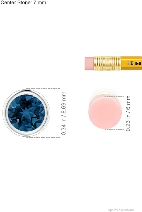 Angara Natural London Blue Topaz Solitaire Pendant for Women | Round Blue Topaz Solitaire Pendant Necklace in 14K Solid Gold/Silver/Platinum | December Birthday, Gemstone Jewellery Gift
