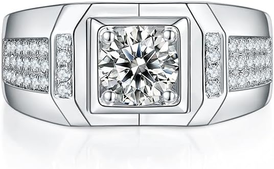 Brillique 14K Gold Luxurious 1 Carat Men's Diamond Ring for Men,VVS1 D-color Mens Wedding Bands,Father's Day Gifts for Him