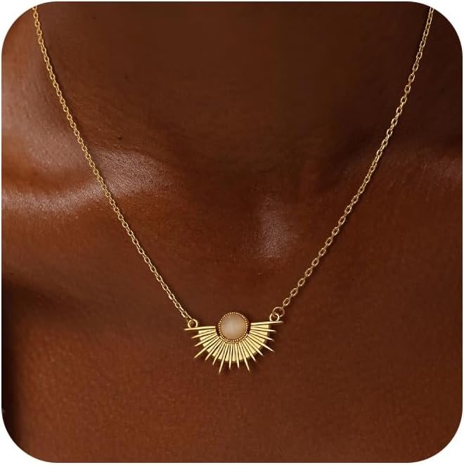 CHESKY Layered Necklaces for Women Trendy, Dainty 14k Gold Plated Pendant Necklace Layering Necklace for Women Non Tarnish Hypoallergenic Sun Gold Necklace Stack Gold Jewelry for Women Gifts