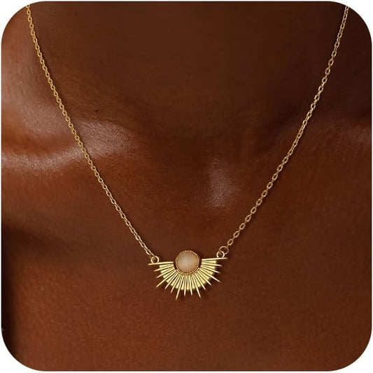 CHESKY Layered Necklaces for Women Trendy, Dainty 14k Gold Plated Pendant Necklace Layering Necklace for Women Non Tarnish Hypoallergenic Sun Gold Necklace Stack Gold Jewelry for Women Gifts