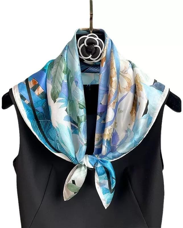 ANDANTINO 100% Mulberry Silk Square Scarf for Hair-25.6" X25.6'' Women Men Natural Silk Neckerchief Digital Printed Headscarf