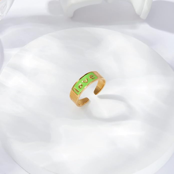 Gold Emerald Rings Gold Rings for Women Dainty Green Rings Cut Emerald Gemstones CZ Non Tarnish Gold Rings 14K Gold Plated Rings for Women Band Size 6/7/8/9