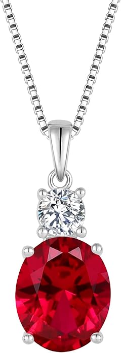 Birthstone Necklace for Women 925 Sterling Silver Oval Cut Cubic Zirconia Pendant Jewelry Gifts for Her