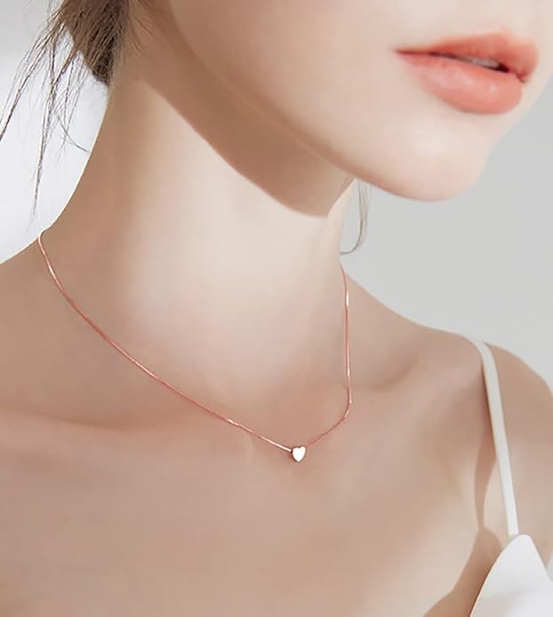 SLUYNZ Genuine 925 Sterling Silver Tiny Love Heart Pendant Necklace for Women Simple Sweet Heart Choker Necklace