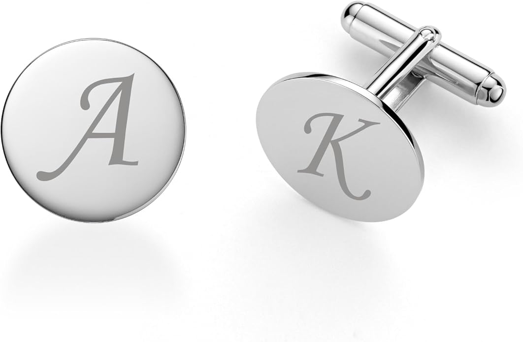MASSETE Sterling Silver Cufflinks for Men Personalized with Engraved Initials or Name Gift for Men - Made in Italy