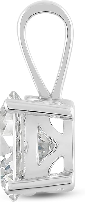 Everyday Elegance Solid 14K Gold Cubic Zirconia Solitaire Pendant Necklace for Women Heart, Princess, Round, Oval, Emerald, Pear & Cushion Cut 1 or 2 CTW | .60mm Thick 16" 18" Length Box Link Chain