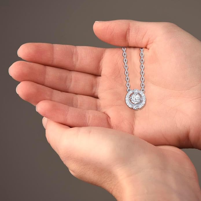 TRYNDI Crystal Halo Silver Pendant Necklace for Women - Wife Presents for Christmas, Mother's Day, Valentine’s Day, Anniversary, Birthday Gifts For Her - Romantic Girlfriend, Soulmate, Wife Birthday Gift Ideas