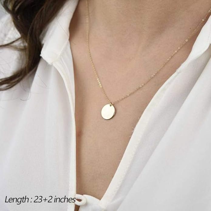 Turandoss Dainty Layered Choker Necklace, Handmade Y Pendant Necklace Multilayer Bar Disc Necklace Adjustable Layering Choker Necklaces for Women