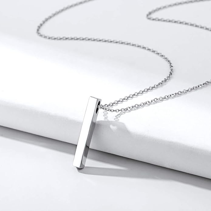 ChicSilver Customizable Vertical Bar Pendant Necklace 925 Sterling Silver Y Necklace Simple Fashion Jewelry Gifts for Women