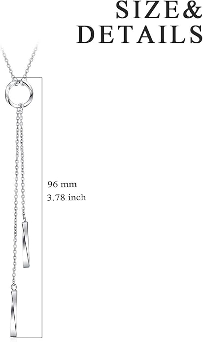 925 Sterling Silver Y Necklaces for Women Lariat Tassel Pendant Minimalist Jewelry Gift for Girls Mom Daughter