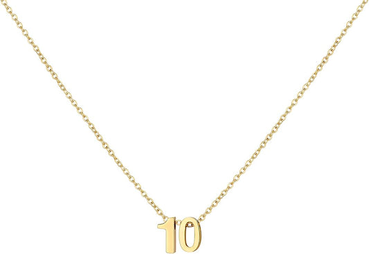 Number Necklace for Women Dainty 18K Gold Plated Pendant Necklace Charm Birth Month Personalized Jewelry Birthday Gift