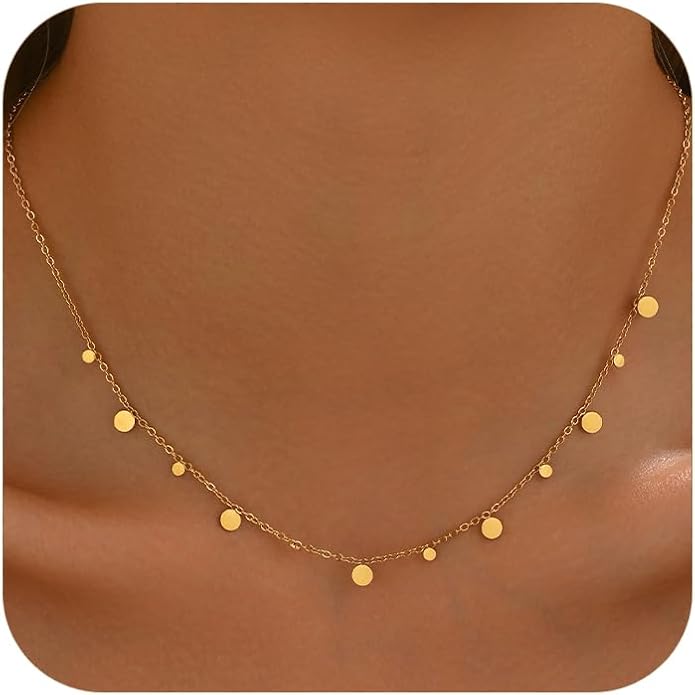 Gold Chain Necklace for Women 18K Gold Plated Stainless Steel Necklace Dainty Star Cross Heart Choker Chains Simple Delicate Minimalist Trendy Jewelry