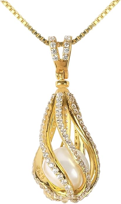 Gifts For Wife Wedding Anniversary - mothers day gifts for wife - AAA+ Real Pearl Necklaces For Women (18k Gold Platting 925 Sterling Silver) mothers necklace ideas Birthday Freshwater Pearl Necklace